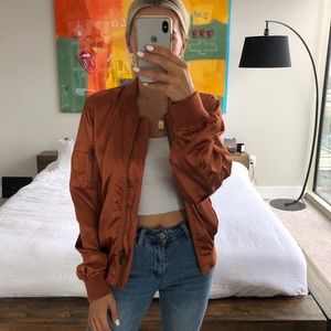 Orange Satin Bomber